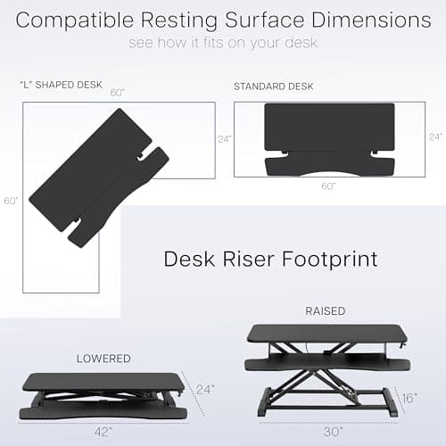 VIVO 42 inch Desk Converter, K Series, Height Adjustable Sit to Stand Riser, Dual Monitor and Laptop Workstation with Wide Keyboard Tray, Black, DESK-V042KB — view 5