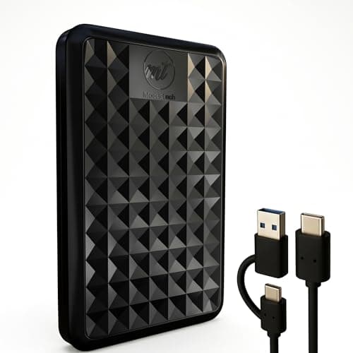 ModusTech Facet 1TB External Hard Drive Portable USB-C/USB 3.1 — Up to 2TB Slim HDD for Backup, Gaming, PC, Mac, Laptop, PS4, PS5, Xbox, Smart TV Black