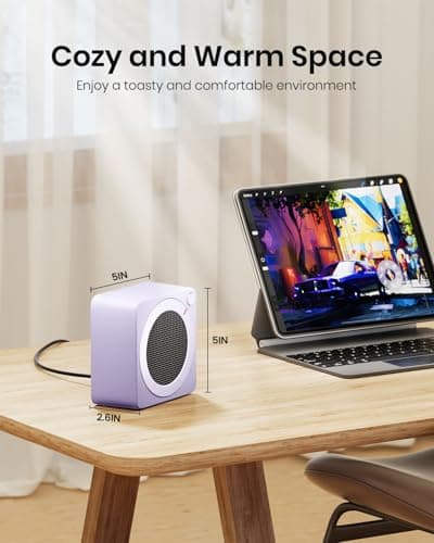 Gaiatop Mini Space Heater, Lightweight PTC Ceramic Fast Heating 500W Energy Efficient for Indoor Use, Overheating & 45° Tip-Over Protection, Portable Desk Electric Heaters for Office Home Purple — view 2