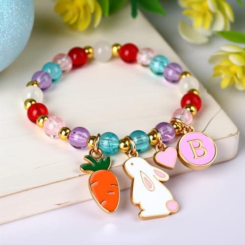 OXYEFEI Easter Baskets for Kids,Pink Personalized Easter Basket with Initial for Girl Boy Kids (A, Pink) — view 3