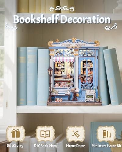 CUTEBEE Book Nook Kit - DIY Miniature House Kit for Adults, Teens, Booknook Dollhouse Tiny House Library Model Build Bookshelf Insert, Gifts for Family, Friends (Sweet Marie) — view 3