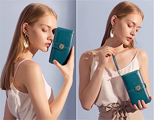 SENDEFN Wallets for Women Leather Credit Card Holder with RFID Blocking Large Capacity Wristlet — view 5