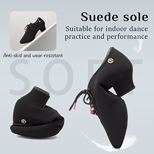 YKXLM Women Latin Ballroom Dance Shoes Practice Modern Salsa Teaching Performance Dancing Shoes,1.25''Heel,Black,7.5 US — view 4