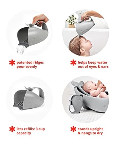 Skip Hop Baby Bath Rinse Cup, Moby Tear-free Waterfall Rinser, Grey — view 2