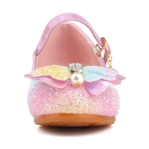 EDOSIR Girls Princess Sparkle Shoes Fancy Heels Girls Party Shoes Dress Heel for Girls Play Shoes,12 Little Kid — view 3