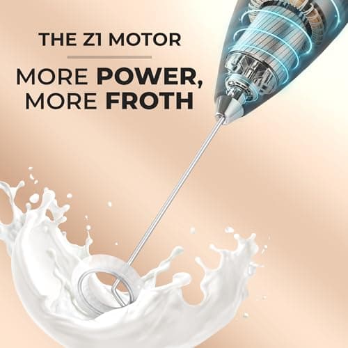 Zulay Kitchen Powerful Milk Frother Wand With Duracell Batteries - Ultra Fast Handheld Drink Mixer - Electric Whisk Foam Maker for Coffee, Lattes, Cappuccino & Matcha - Z1 Motor - Black — view 2