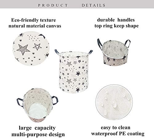 KUNRO Large Sized Storage Basket Waterproof Coating Organizer Bin Laundry Hamper for Nursery Clothes Toys — view 2