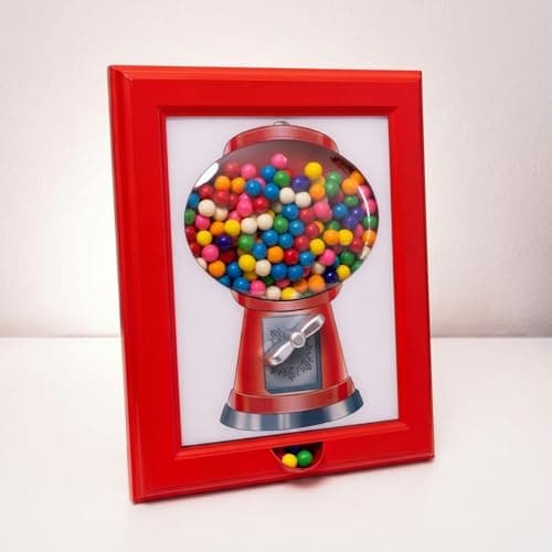 Eye Candy Frame - The Original Candy Dispenser and Gumball Machine in a Picure Frame. All Kinds of Treats. Hang on a Wall, Stand on a Table, Birthday & Holiday Gift for All Ages, Large 15" x 12" (Red)
