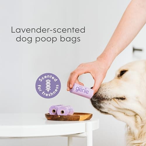 Pet Genie On The Go Dog Poop Bags - Lavender Scented Poo Bags with 65% Recycled Plastic - Durable & Leak-Proof Dog Supplies, 8 Rolls (120 Count) — view 3