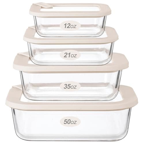 Urban Green Glass Food Storage Containers with Glass Lids, Microwave Safe Food Container Set, Aitight Meal Prep Container Set, LeakProof, 100% Plastic Free, 4 Pack