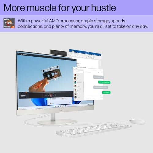 HP 24 inch All-in-One Desktop PC, FHD Display, AMD Ryzen 7 7730U, 16 GB RAM, 512 GB SSD, AMD Radeon Graphics, Windows 11 Home, 24-cr0032 (2024) — view 2