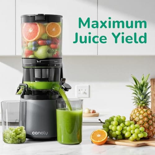 Canoly C16 Cold Press Juicer, 6" Extra Wide Feed Chute, 3-IN-1 Strainers (Juice & Sorbet & Nut Milk), Powerful AC Brushless Motor, Self Precut System, Juicer Machines with BPA-Free (Space Gray) — view 5