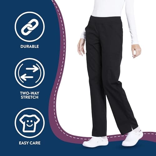 Cherokee Women's Scrub Pants Mid Rise Straight Leg Pull-on Cargo Pant with 6 Pockets & 2-Way Stretch Fabric - WW170, S, Black — view 5