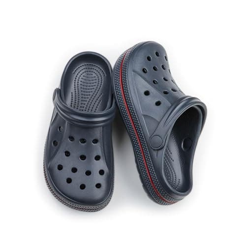 DDFOX Kid's Garden Clogs Cute Slides Sandals Beach Slipper Indoor Outdoor-Friendly Comfy Lightweight Dark Blue
