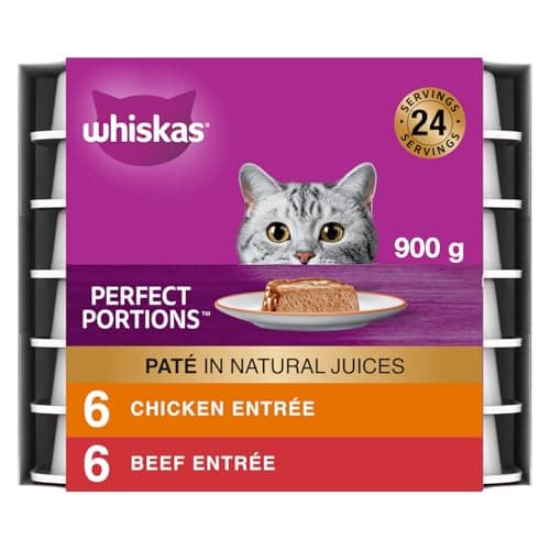 WHISKAS Perfect Portions Meaty Selections Adult Wet Cat Food Paté, 12x75g Tray