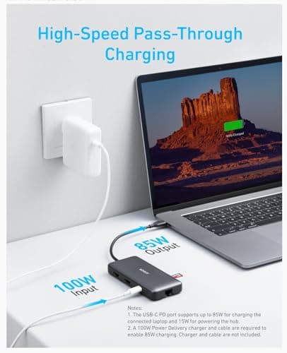 Anker Laptop Docking Station Dual Monitor, 8-in-1 USB C Hub, 4K Dual Monitor with 2 HDMI, 1 Gbps Ethernet Hub, 85W Power Delivery, SD Card Reader, for XPS and More (Charger not Included) — view 5