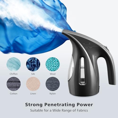 HiLIFE Steamer for Clothes, Portable Handheld Design, 240ml Big Capacity, 700W, Strong Penetrating Steam, Removes Wrinkle, for Home, Office(ONLY FOR 120V)-Black — view 3
