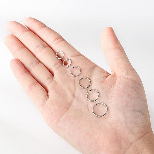6pcs Hypoallergenic Nose Rings 20G 18G 16G 316L Surgical Steel Earrings Tragus Septum Piercing Nose Hoop Lip Rings Helix Cartilage Rook Earrings for Women Men 6/7/8/9/10/12mm (6PCS 18G Silver) — view 4