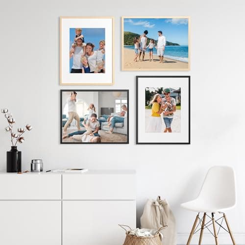 Ceecysaa 11x14 Black Picture Frames Set of 4, Display 11x14 without Mat or 8x10 with Mat for Wall Mounting Display,Showcasing Art Prints, Gallery Wall Frame Set, Home Décor — view 2