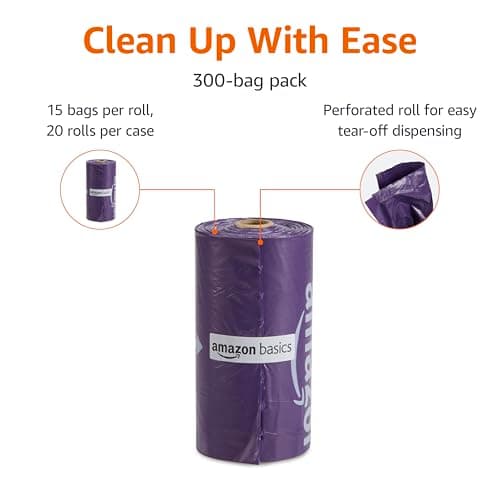 Amazon Basics Premium Lavender Scented Standard Dog Waste Bags, 300 Count (15 Pack of 20)