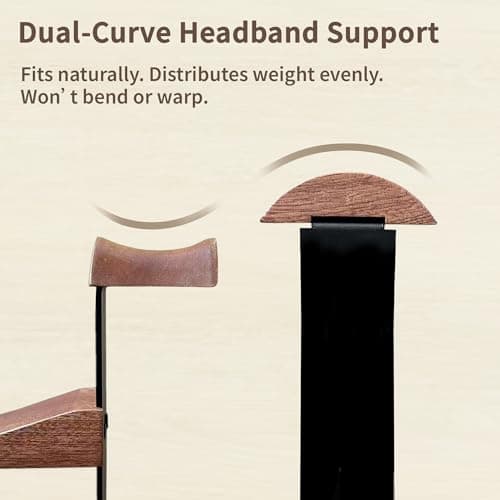 ManManLine Solid Wood Headphone Stand with Controller Holder, Space-Saving Dual Hanger & Gamepad Organizer for Desktop, Gaming Desk Accessories with Stable Base Storage — view 3