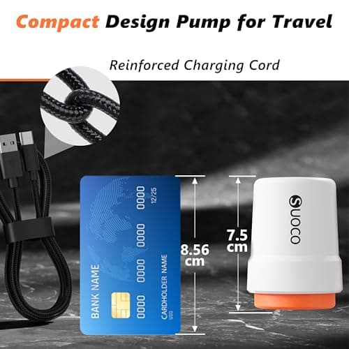 SUOCO Travel Vacuum Pump for Vacuum Storage Bags, Mini USB Rechargeable Portable Cordless Electric Pump for Compression Seal Space Saver Bags (Storage Bags Not Included), White — view 2
