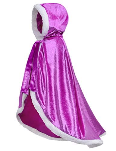 Party Chili Princess Cape Costume Cloak for Girls 3-12 Years, Purple, 6-7 Years