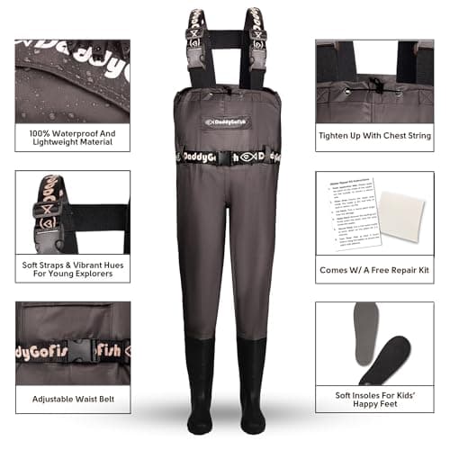 DaddyGoFish Chest Waders for Kids and Adults, Fishing and Hunting Waders with a Pocket and a Wader Hanger — view 2