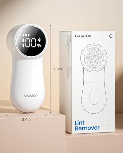 GAIATOP Fabric Shaver, Rechargeable Lint Remover Sweater Defuzzer, Intelligent Digital Display Lints Shaver Fuzzs Pills Bobbles Trimmer for Clothes and Furniture White(1 pcs) — view 6
