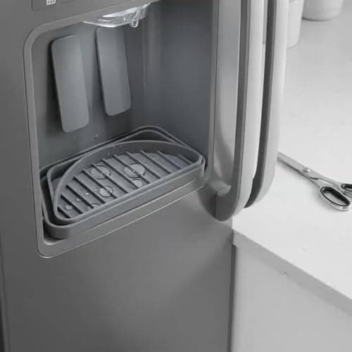 Gralara Silicone Drip Tray Refrigerator Mat Catcher Protector With Fast Drain Channels Trimmable Food Grade Silicone For Spill Control and Appliance Care suitable for kitchen home office, Gray — view 5
