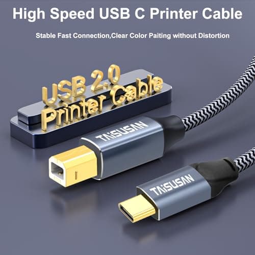 TAISUSAN USB C Printer Cable 15ft, Compatible With Keyboard, MacBook Pro/Air, Printers and Scanners - USB B to C MIDI Cable — view 2