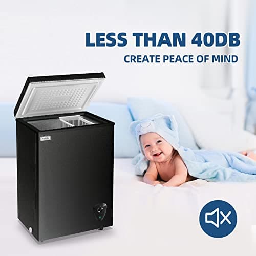 Chest Freezer Small Deep 3.5 Cu.Ft Black Mini Freezers Top Door Adjustable 7 Thermostat and Removable Basket Open Garage Basement Apartment Kitchen Business Office RV — view 2