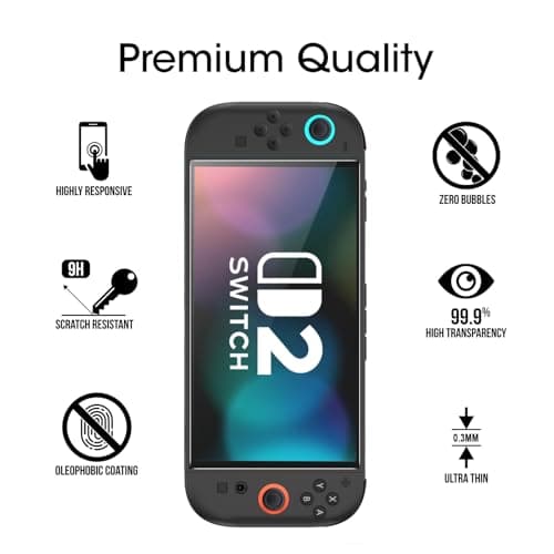 amFilm (3-Pack) Tempered Glass Screen Protector Compatible with Nintendo Switch 2 model 2025-7.9 inch, Case Friendly, Bubble Free — view 2