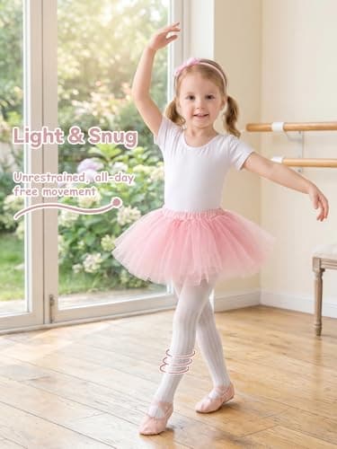 Miipat Baby Girl Tights Toddler Footed Leggings Mesh Lace Stockings 2 Pack Little Kids Hollow Pantyhose(WhitePinkPineNeedle,6-12M) — view 3