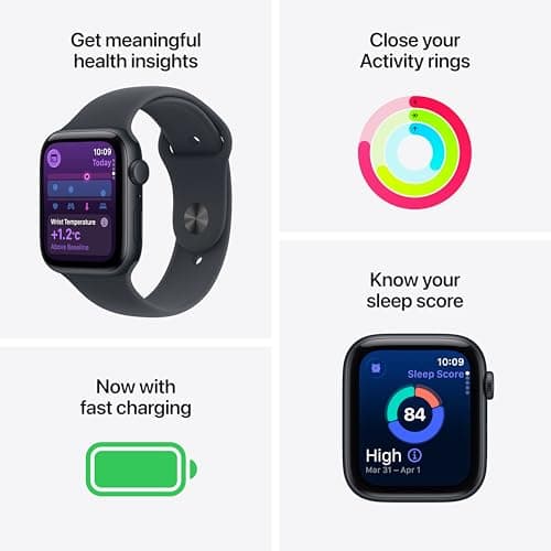 Apple Watch SE 3 [GPS 40mm] Smartwatch with Midnight Case with Midnight Sport Band. Fitness and Sleep Trackers, Heart Rate Monitor, Always-On Display, Water-Resistant — view 2