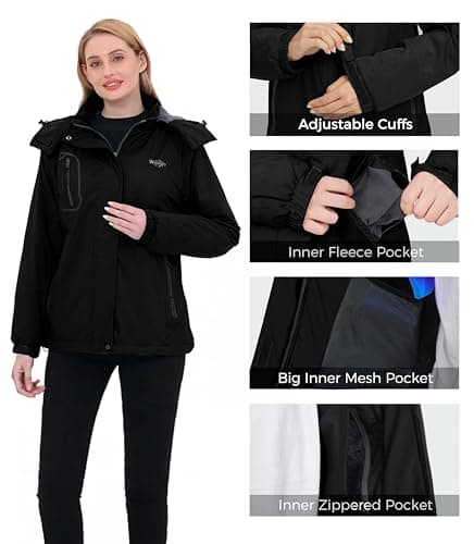 Wantdo Women's Winter Jacket Ski Coats Jacket Outdoor Lightweight Breathable Spring Coat Black XL — view 4