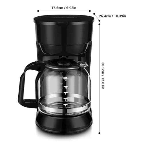 BLACK 12-Cup Coffee Maker with Easy On/Off Switch, Easy Pour, Non-Drip Carafe with Removable Filter Basket, Keep Hot — view 2