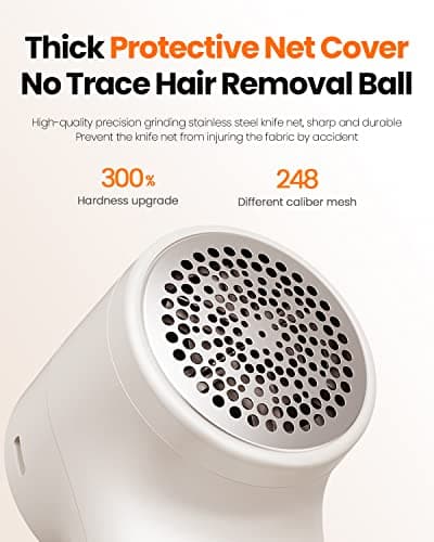 GAIATOP Fabric Shaver, Rechargeable Lint Remover Sweater Defuzzer, Intelligent Digital Display Lints Shaver Fuzzs Pills Bobbles Trimmer for Clothes and Furniture White(1 pcs) — view 3