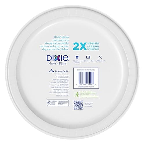 Dixie Large Paper Plates, 10 Inch, 150 Count, 2X Stronger*, Microwave-Safe, Soak-Proof, Cut Resistant, Disposable Plates For Everyday Breakfast, Lunch, & Dinner Meals — view 7