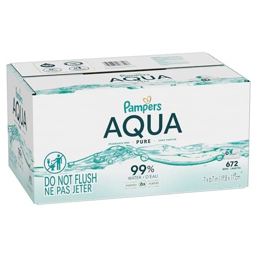 Pampers Aqua Pure Baby Wipes, 99% Water, Fragrance Free, Unscented, Water Based, Multi-Use, 672 Wipes Total (12X Flip-Top Packs) [Packaging May Vary] — view 15