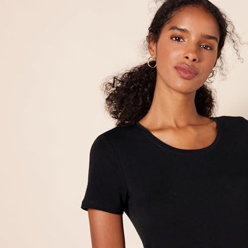 Amazon Essentials Women's 2-Pack Short-Sleeve Crewneck Solid T-Shirt Shirt, -black, Medium — view 4