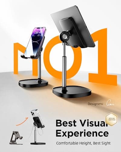 LISEN Cell Phone Stand Phone Holder for Desk Office Decor, Office Desk Accessories Women PC Gaming Essentials iPhone Stand Gadgets Men Gift for Father Fit OtterBox Case Switch iPad Air Tablet 4-10 in — view 5