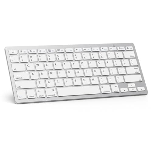 OMOTON Ultra-Slim Bluetooth Keyboard for iPad 11th/10th/9th/8th/7th, iPad Pro/Air/Mini and iPhone Series, Wireless iOS Keyboard with 12 Multimedia Keys for Office, Home, Travel, School, White