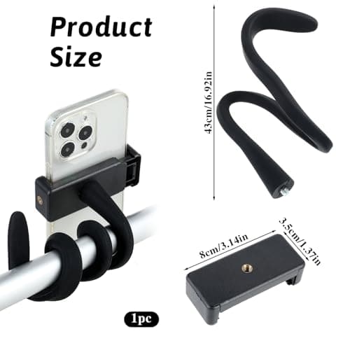 Stroller Phone Holder, Portable Flexible Cell Phone Holder Stand with Non-skidding Arm Grip Soft Alloy Phone Clamp Stroller Accessories for Baby Buggy Desk Handlebar Treadmill Pushchair