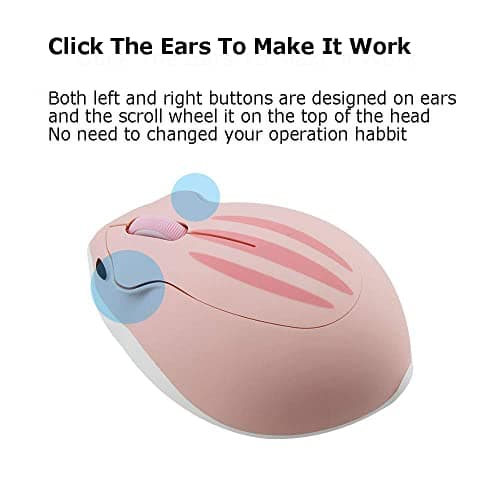 2.4GHz Wireless Mouse Cute Hamster Shape Less Noice Portable Mobile Optical 1200DPI USB Mice Cordless Mouse for PC Laptop Computer Notebook MacBook Gaming Kids Girl Men Women Adults Gift (Pink) — view 5