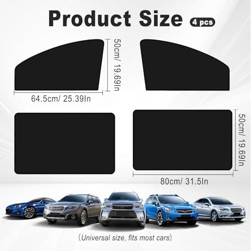 AMZAUTO Car Window Shades, 4PCS Magnetic Blackout Sun Shade Blinds for Side Windows, Privacy Car Curtains for Napping, Breastfeeding, Windshield Cover, Essential Vehicle Accessories for Camping