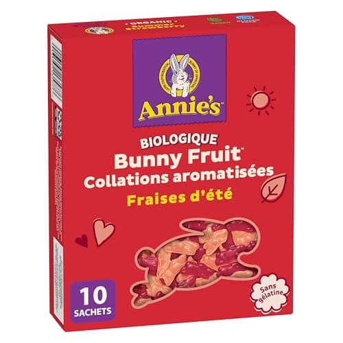 ANNIE'S - FAMILY PACK - Organic Fruit Flavoured Snacks Strawberry, Pack of 10 Pouches, Natural Strawberry Flavours, No Synthetic Colours, Gelatin Free, Gluten Free, Vegan, Snacks — view 3