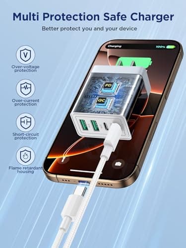iPhone 16 15 Charger Fast Charging, 20W Dual Port USB C Charger Block with 6FT USB C Charging Cable Cord for iPhone 16 15 14 13 12 11 Pro Max XS, iPad, Samsung Phone, Tablet — view 3