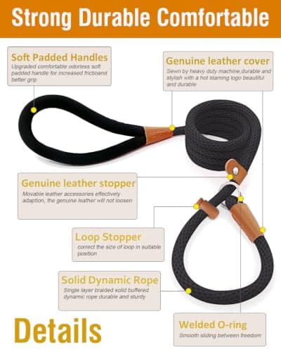 lynxking Dog Leash Slip Lead 5 6 8 FT Dog Training Leash Strong Heavy Duty Rope No Pull Training Lead Leashes for Dogs