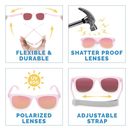JAN & JUL Toddler Girl Sunglasses, UV400 and Flexible (M: 2-6 Years, Frosty Lavender Aurora) — view 2